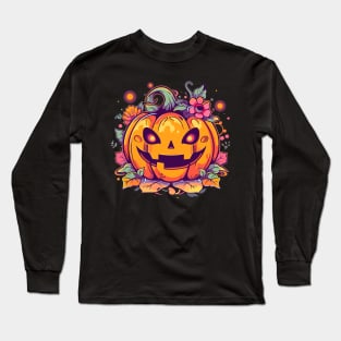 Kawaii Pumpkin Anime Cottagecore Men Kids Women Halloween Long Sleeve T-Shirt